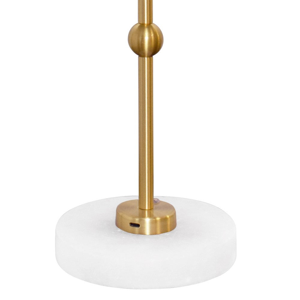 Worlds Away - Rechargeable Table Lamp In Brass And Faux Alabaster Base With Metal Shade - CHANLER view 4