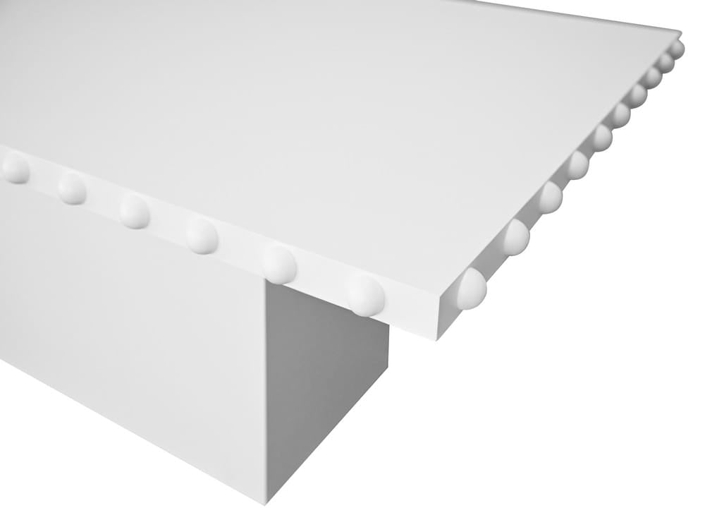 Worlds Away - Rectangle Dining Table With Studded Edge Top And Tapered Base In Matte White Lacquer - LUCIAN RT WH view 5