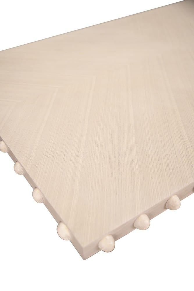 Worlds Away - Rectangle Dining Table With Studded Edge Top And Tapered Base In White Oak - LUCIAN RT WO view 6