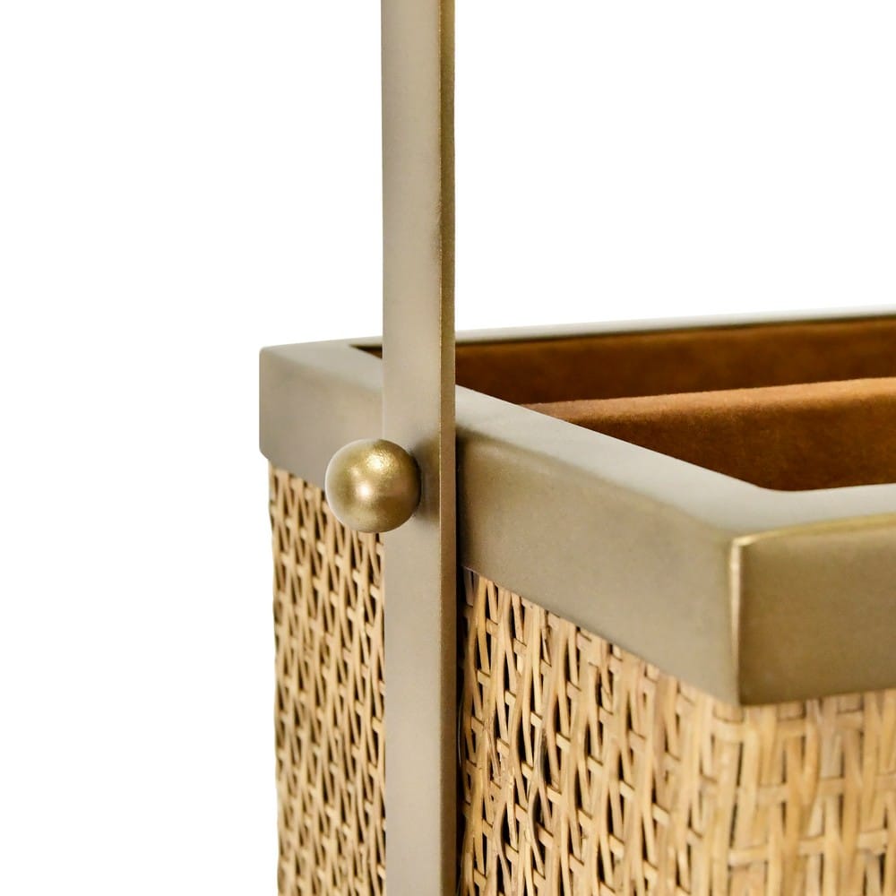 Worlds Away - Rectangle Woven Rattan Magazine Holder In Burnished Brass - NELSON view 5