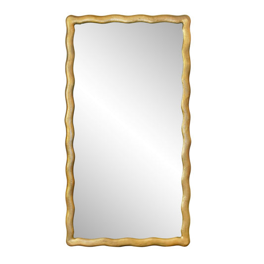 Worlds Away - Rectangular Mirror With Wavey Textured Frame In Brass - KYLO BBR view 2