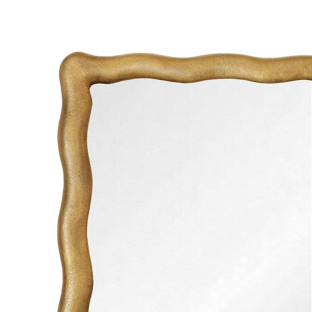 Worlds Away - Rectangular Mirror With Wavey Textured Frame In Brass - KYLO BBR view 3