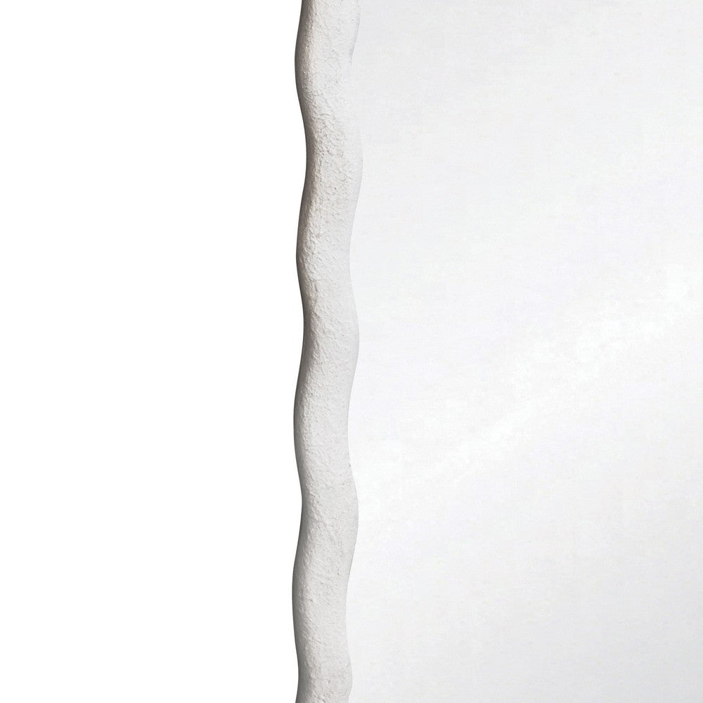 Worlds Away - Rectangular Mirror With Wavey Textured Frame In White - KYLO WH view 3