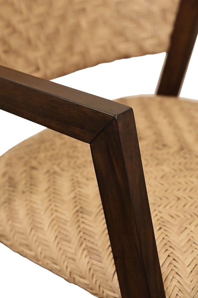 Worlds Away - Round Back Armed Dining Chair With Woven Rattan Seat And Back Rest - WALTER view 7