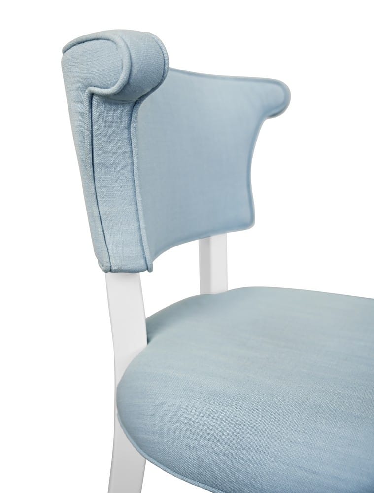 Worlds Away - Round Back Dining Chair With Matte White Lacquer Legs Upholstered In Performance Light Blue Linen - ELOISE LB view 6