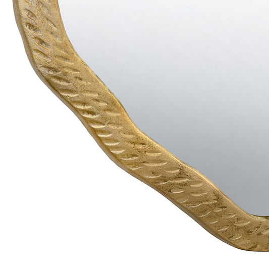 Worlds Away - Round Metal Mirror With Organic Textured Antique Brass Frame - CADENCE ABR view 2