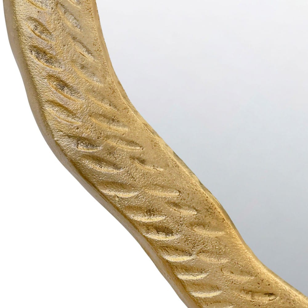 Worlds Away - Round Metal Mirror With Organic Textured Antique Brass Frame - CADENCE ABR view 3