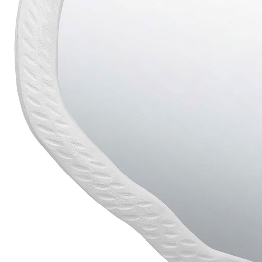 Worlds Away - Round Metal Mirror With Organic Textured Matte White Frame - CADENCE WH view 2