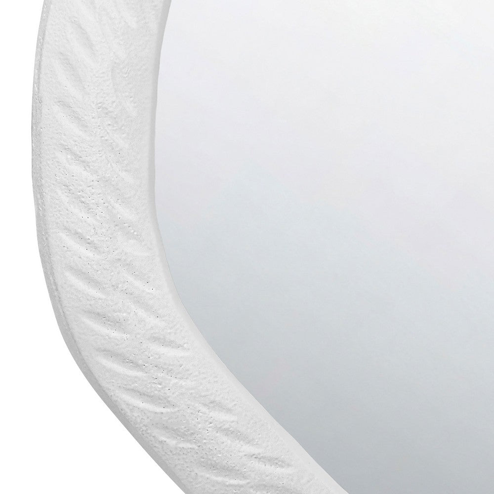 Worlds Away - Round Metal Mirror With Organic Textured Matte White Frame - CADENCE WH view 3