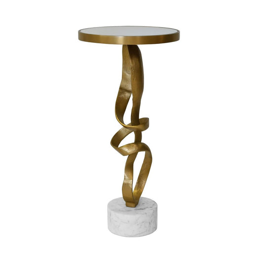 Worlds Away - Round Sculptural Loop Base Side Table In Antique Brass With Inset Mirror Top - OLYMPIA view 2
