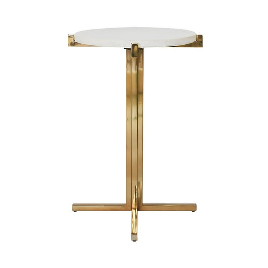 Worlds Away - Round Side Table With Brass X Base And White Marble Top - WINSLET view 2