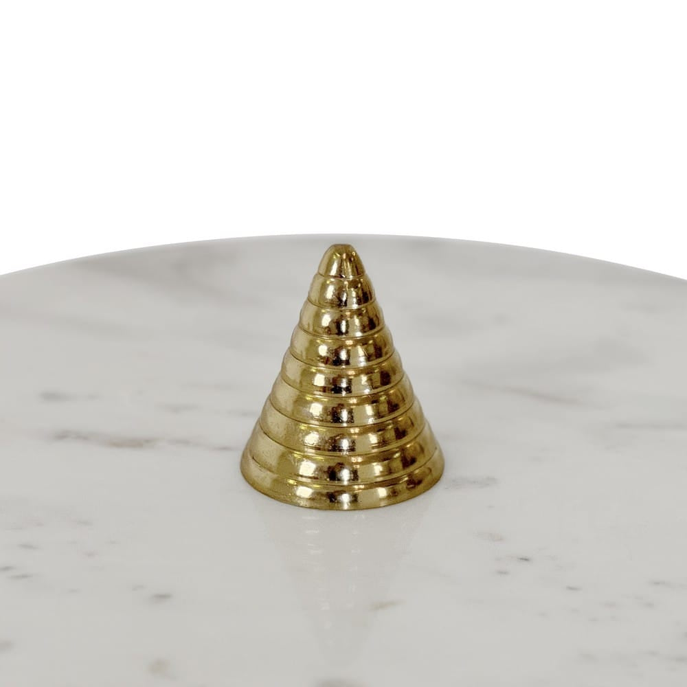 Worlds Away - Round Side Table With Conical Coiled Brass Base And White Marble Top - PASHA view 5
