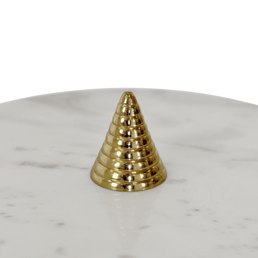 Worlds Away - Round Side Table With Conical Coiled Brass Base And White Marble Top - PASHA view 5