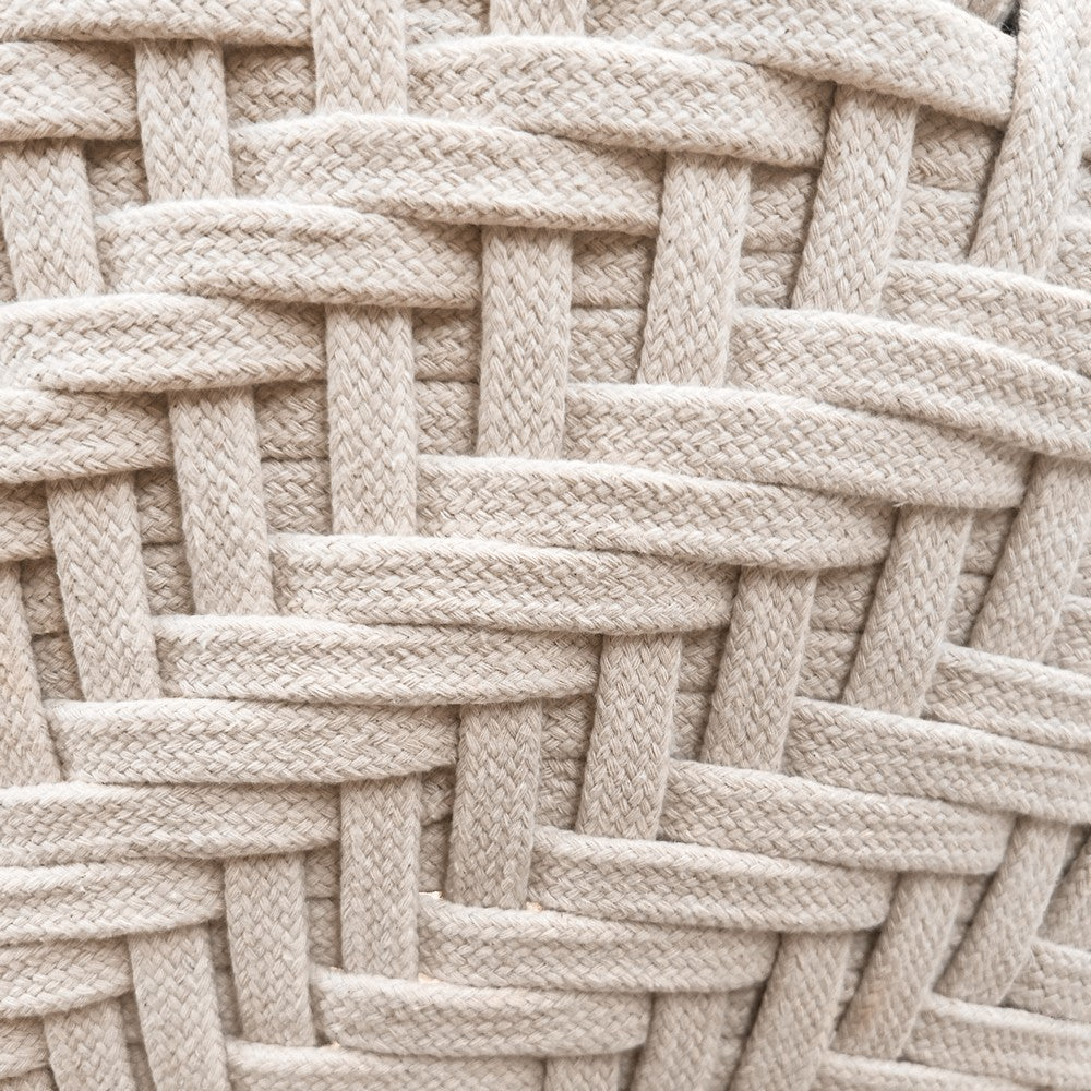 Worlds Away - Round Two-Tiered Pendant In Off-White Cotton Tape Weave - TAKODA view 5