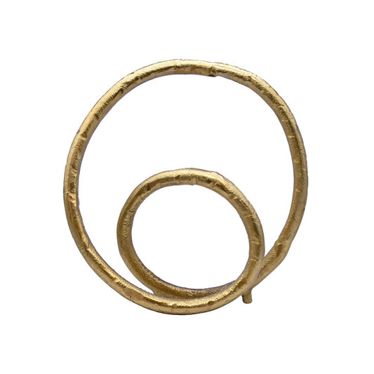 Worlds Away - Rounded Metal Loop Scultpture In Textured Brass - ORIN view 2
