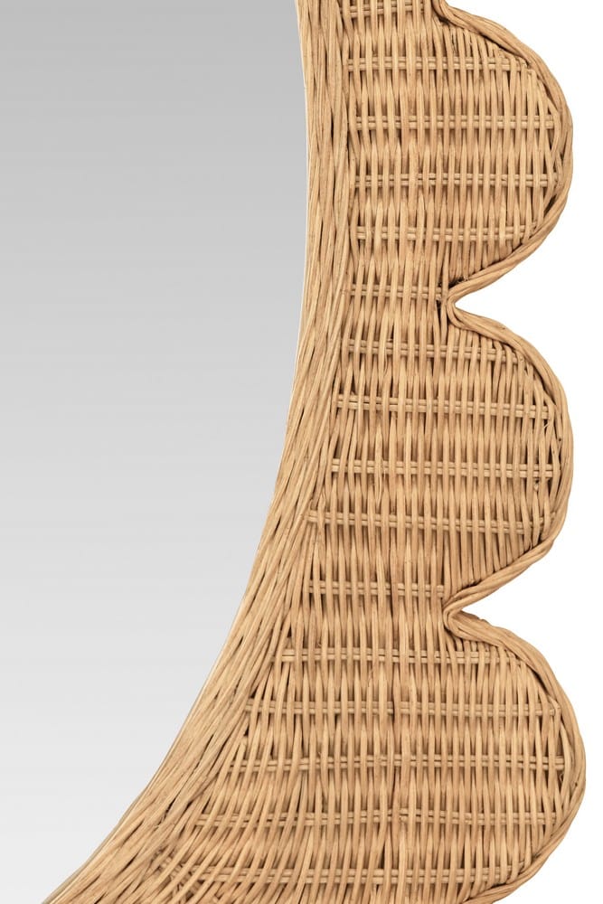 Worlds Away - Scalloped Edge Rectangular Frame With Oval Mirror In Woven Natural Rattan - LILLIAN NAT view 4