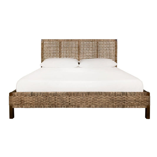 Worlds Away - Seagrass Wrapped Headboard And Footboard With Wood Side Rails And Legs, King Size - KARINA KING view 2