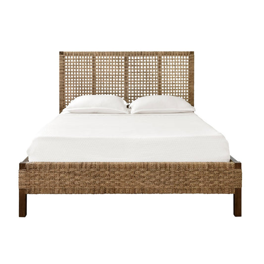 Worlds Away - Seagrass Wrapped Headboard And Footboard With Wood Side Rails And Legs, Queen Size - KARINA QUEEN view 2