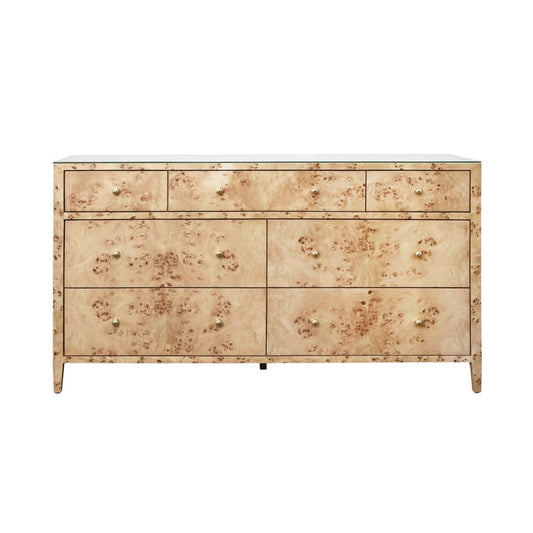 Worlds Away - Seven Drawer Chest In Burl Wood - CARNEGIE BW view 2
