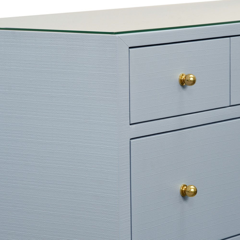 Worlds Away - Seven Drawer Chest In Textured Light Blue Linen - CARNEGIE LB view 3