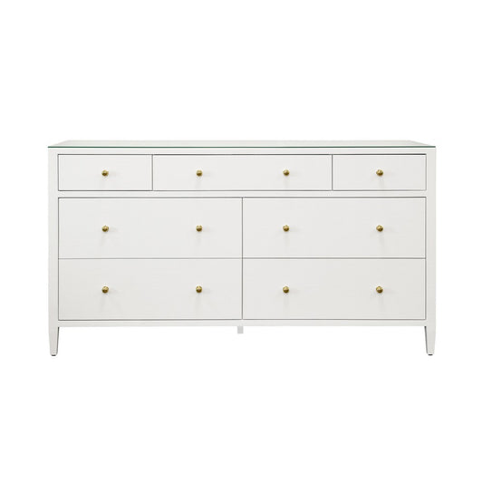 Worlds Away - Seven Drawer Chest In Textured White Linen - CARNEGIE WH view 2