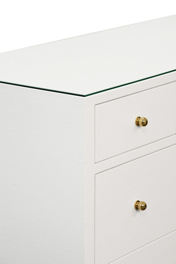Worlds Away - Seven Drawer Chest In Textured White Linen - CARNEGIE WH view 3
