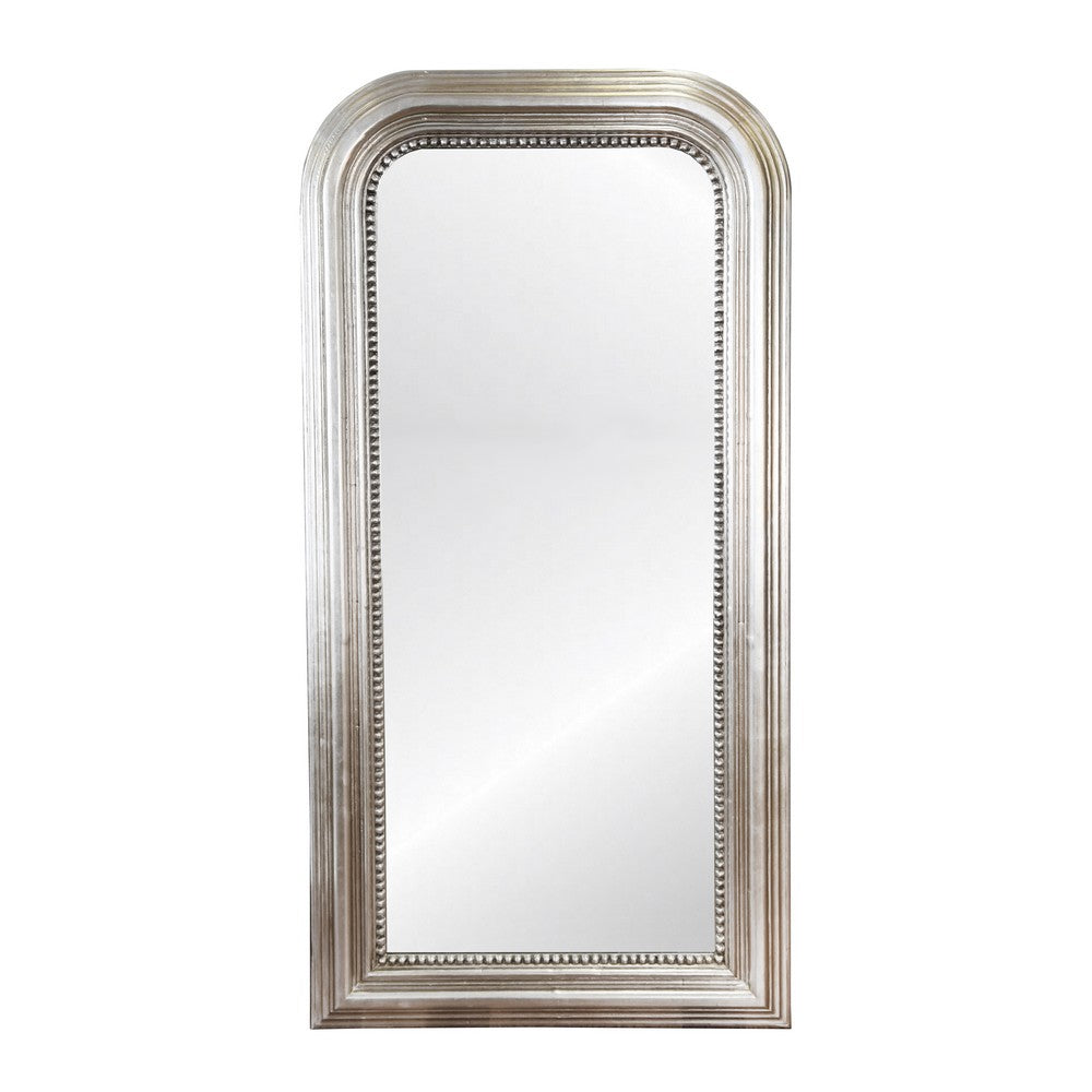 Worlds Away - Silver Leaf Wood Floor Mirror With Curved Edges - WAVERLY SL view 1