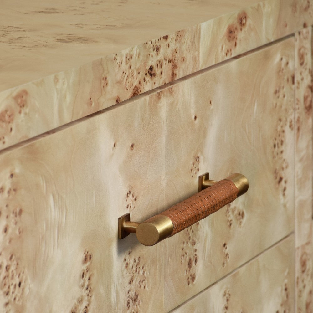 Worlds Away - Six Drawer Chest With Rattan Wrapped Handles In Burl Wood - WINCHESTER BW view 5