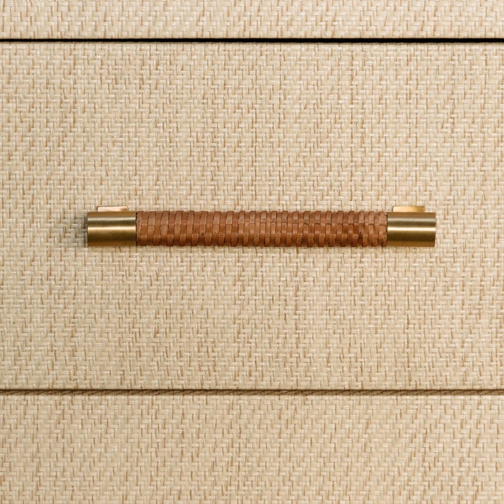 Worlds Away - Six Drawer Chest With Rattan Wrapped Handles In Natural Grasscloth - WINCHESTER NAT view 4