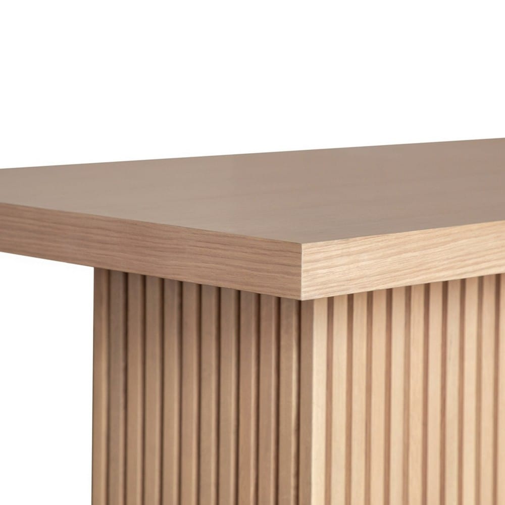 Worlds Away - Slatted Pedestal Base Console Table In Natural Oak - VANNA NO view 4