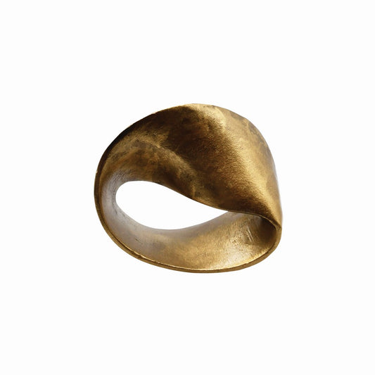 Worlds Away - Small Abstract Metal Scultpture In Textured Brass - RUBEN SM view 2
