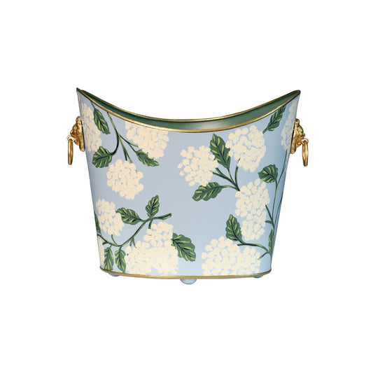 Worlds Away - Small Oval Wastebasket With Raised Ends And Lion Handles - Blue - WBLIONOV-SM HYDR view 2