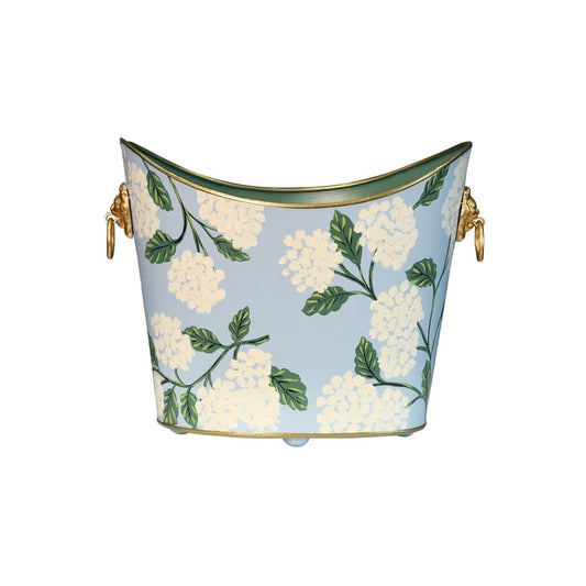 Worlds Away - Small Oval Wastebasket With Raised Ends And Lion Handles - Blue - WBLIONOV-SM HYDR view 2