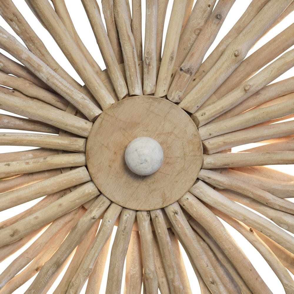 Worlds Away - Small Round Wall Sconce Handcrafted With Whitewash Eurcalyptus Wood - RIO SM view 3