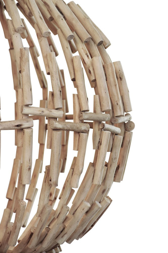 Worlds Away - Sphere Shaped Pendant Handcrafted With Whitewash Eucalyptus Wood - CADE view 3