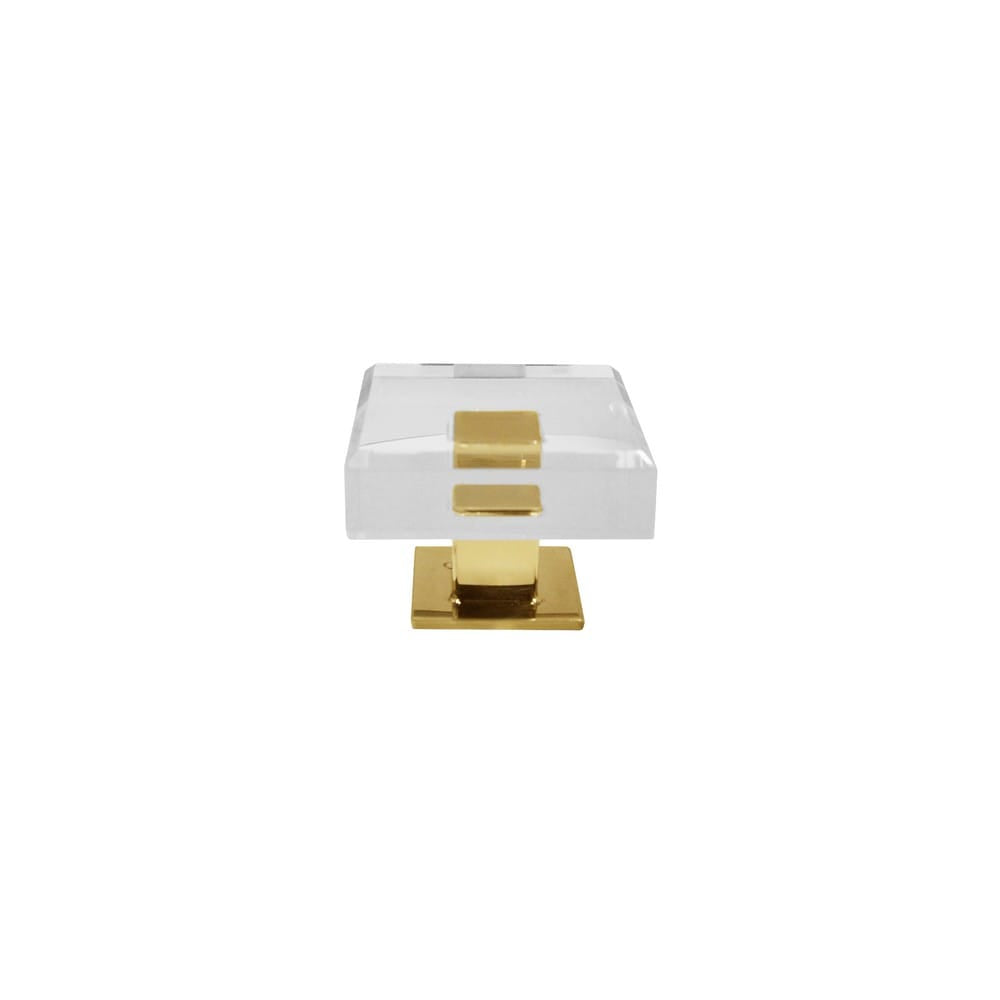 Worlds Away - Square Acrylic And Brass Knob - BAKER BR view 2