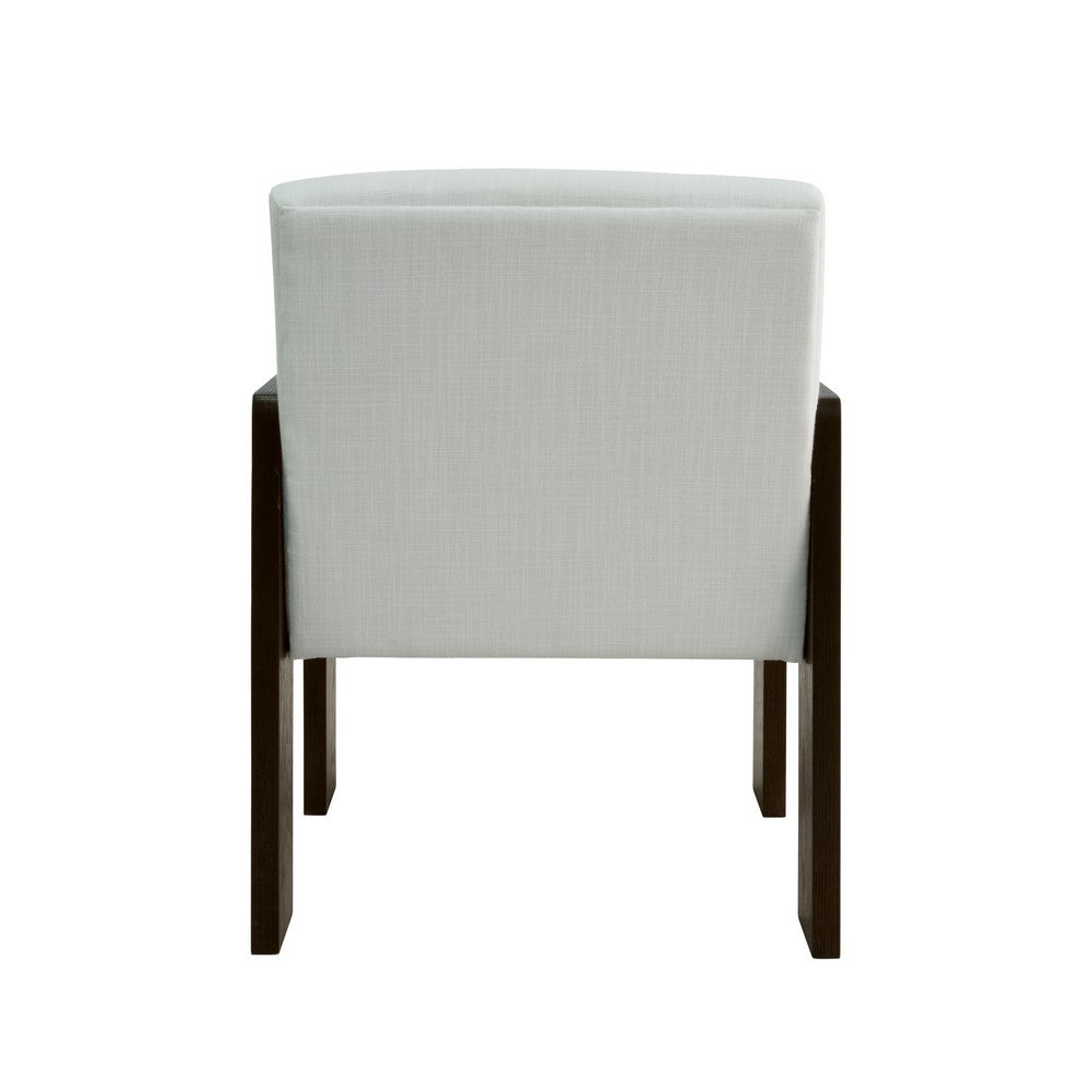 Worlds Away - Square Arm Wooden Accent Chair In Espresso Oak With Performance White Linen Upholstery - ASTOR ES view 4