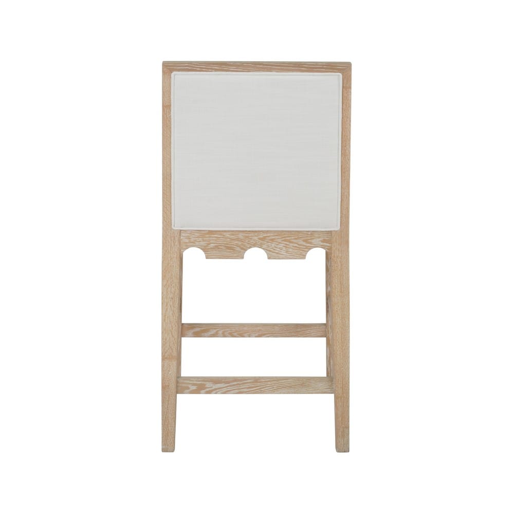 Worlds Away - Square Back Counter Stool With Decorative Apron In Cerused Oak With Performance White Linen Upholstery - LANISTER CS CO view 4