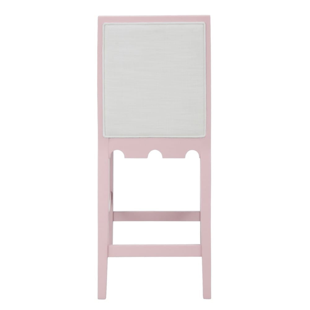 Worlds Away - Square Back Counter Stool With Decorative Apron In Matte Pink Lacquer With Performance White Linen Upholstery - LANISTER CS PI view 4