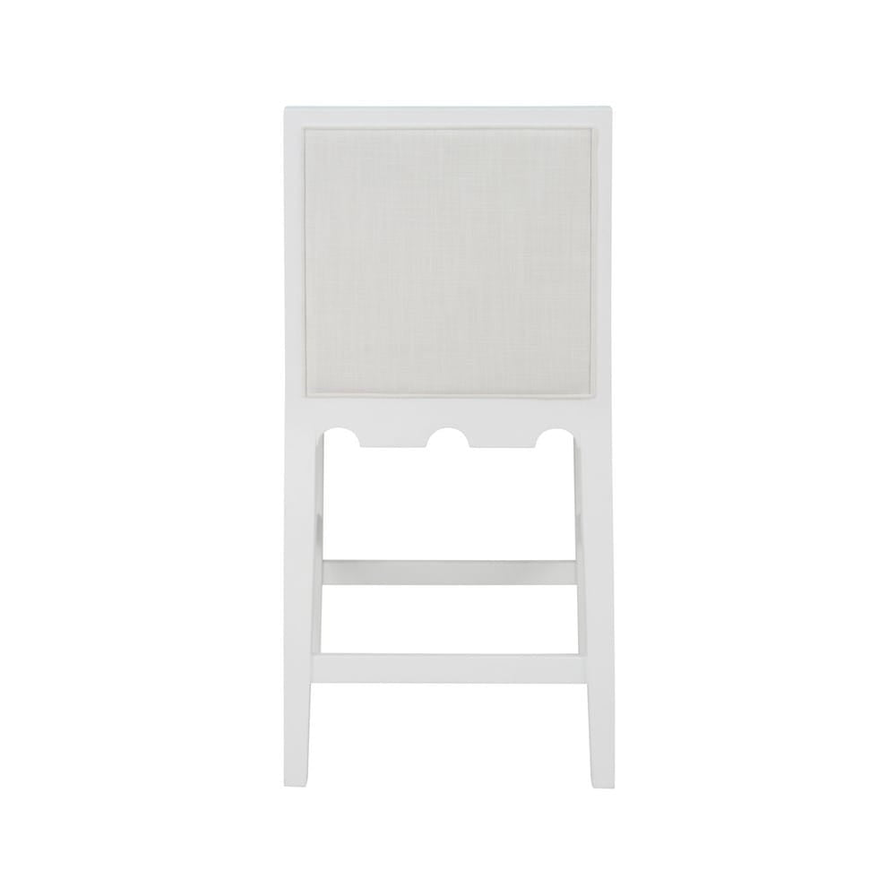 Worlds Away - Square Back Counter Stool With Decorative Apron In Matte White Lacquer With Performance White Linen Upholstery - LANISTER CS WH view 4