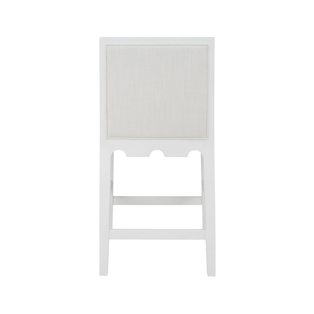 Worlds Away - Square Back Counter Stool With Decorative Apron In Matte White Lacquer With Performance White Linen Upholstery - LANISTER CS WH view 4