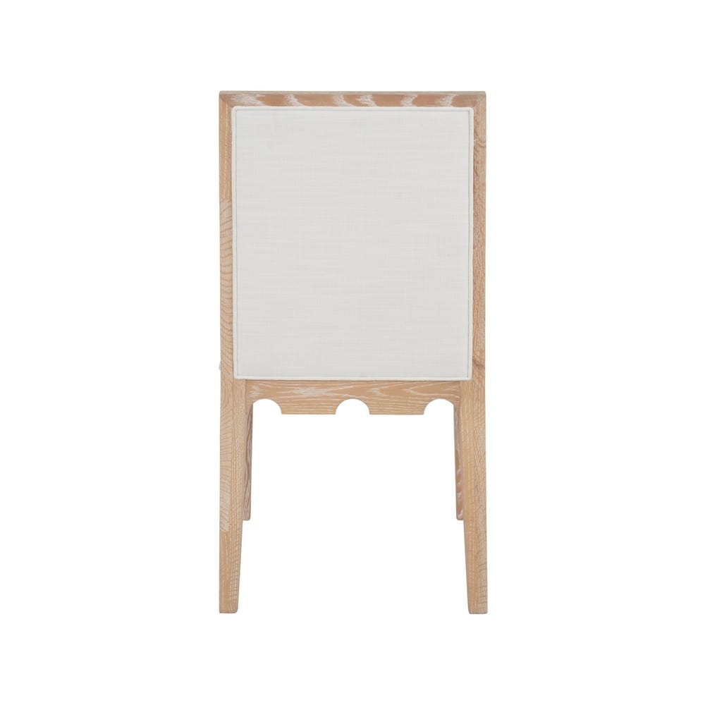 Worlds Away - Square Back Dining Chair With Decorative Apron In Cerused Oak With Performance White Linen Upholstery - LANISTER CO view 4