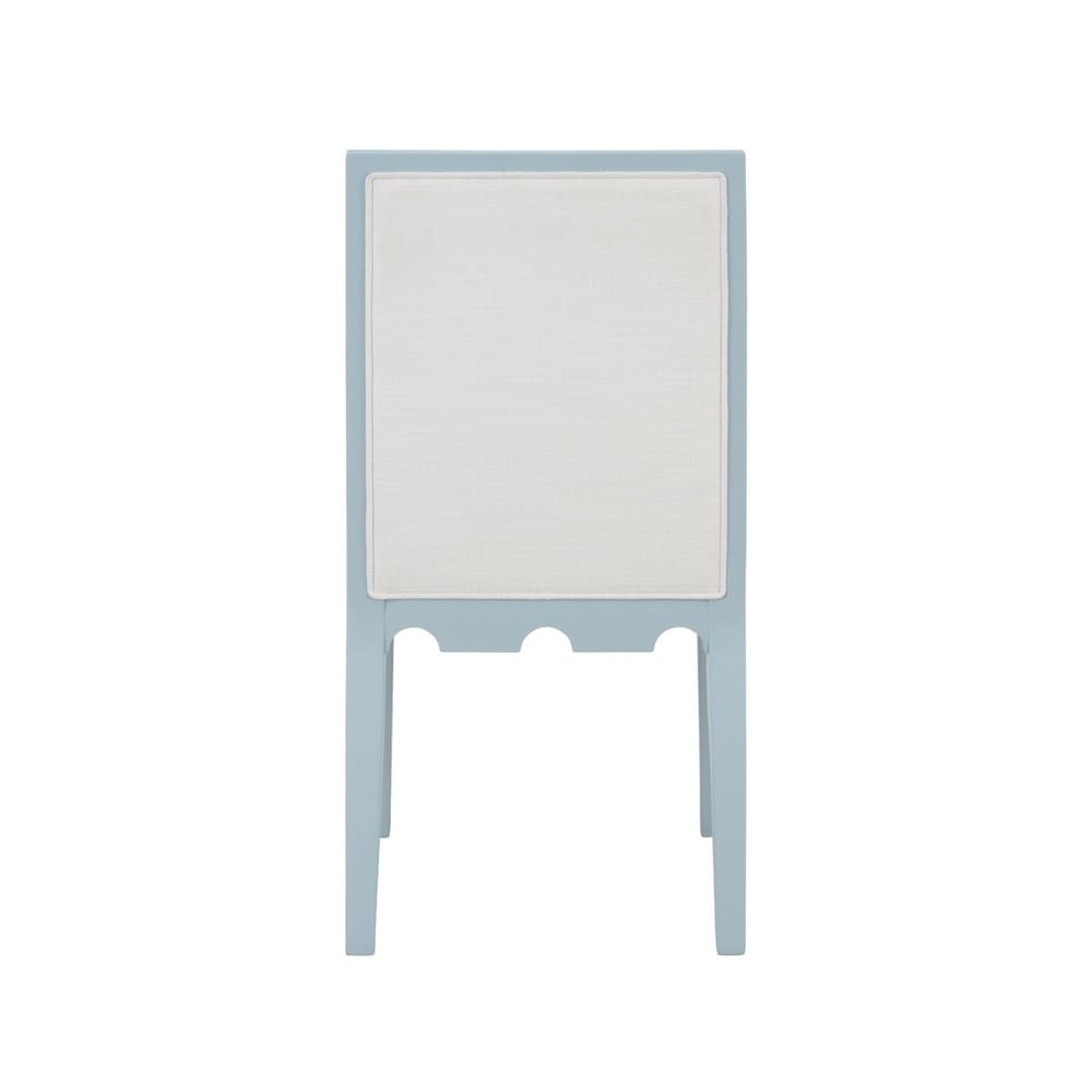 Worlds Away - Square Back Dining Chair With Decorative Apron In Matte Light Blue Lacquer With Performance White Linen Upholstery - LANISTER LB view 4