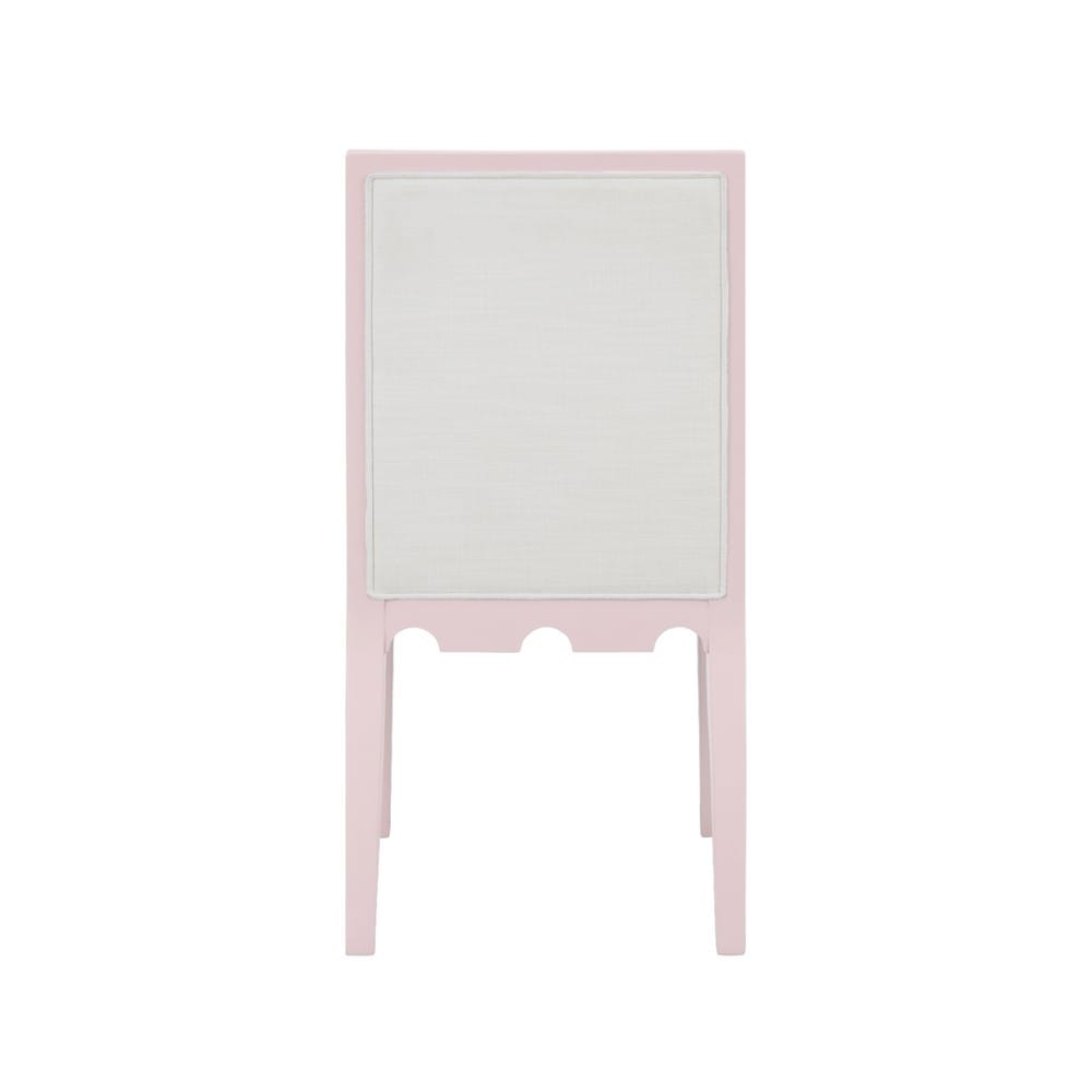 Worlds Away - Square Back Dining Chair With Decorative Apron In Matte Pink Lacquer With Performance White Linen Upholstery - LANISTER PI view 4