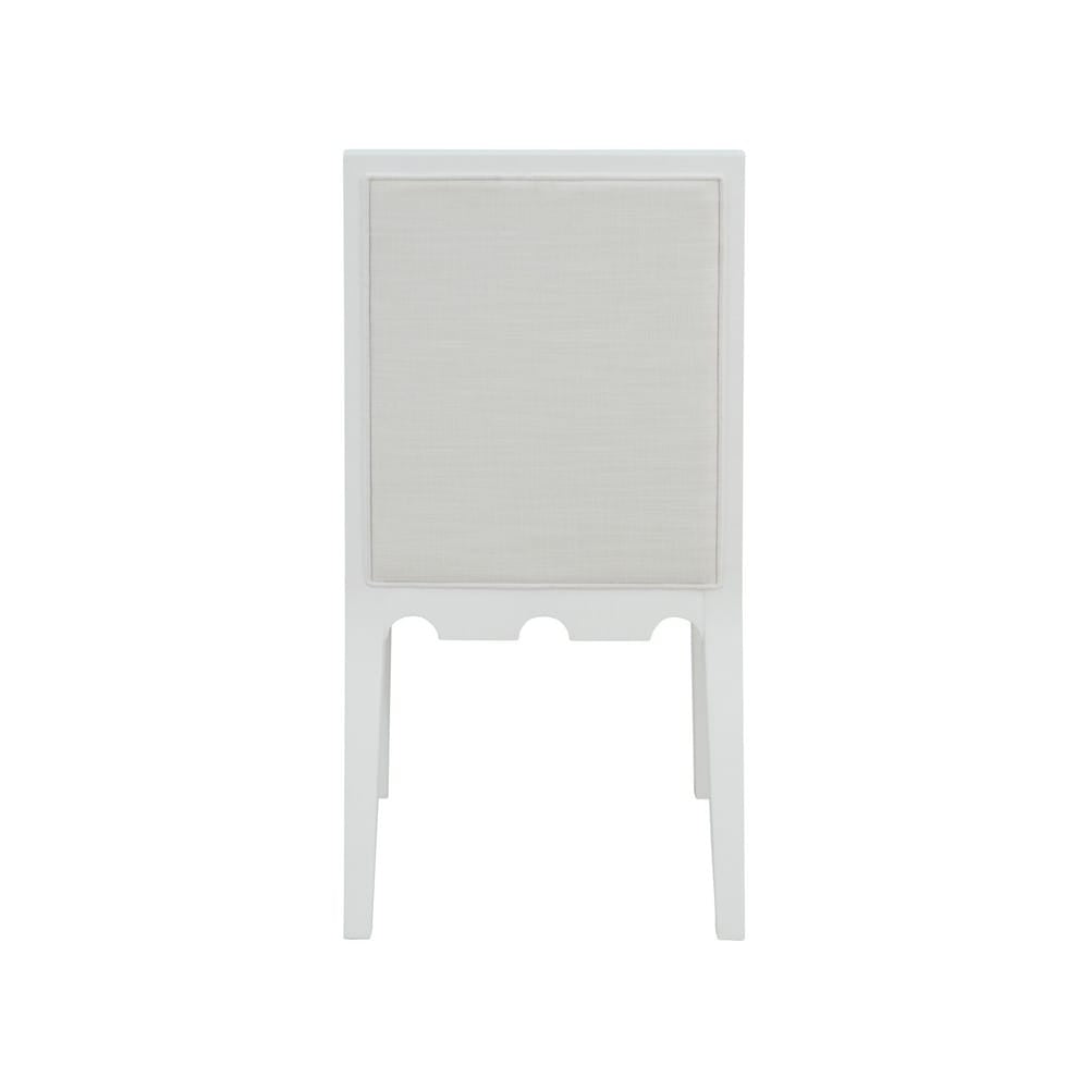 Worlds Away - Square Back Dining Chair With Decorative Apron In Matte White Lacquer With Performance White Linen Upholstery - LANISTER WH view 4