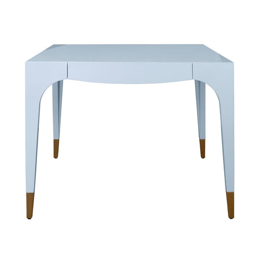 Worlds Away - Square Tapered Leg, Two Drawer Game Table With Antique Brass Foot Caps In Light Blue Lacquer - LACEY LB view 2