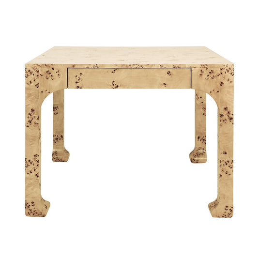 Worlds Away - Square Two Drawer Pagoda Style Game Table In Burl Wood - KERRY BW view 2