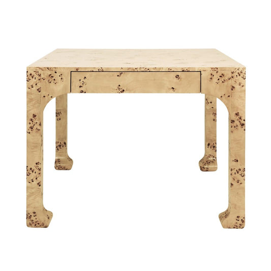 Worlds Away - Square Two Drawer Pagoda Style Game Table In Burl Wood - KERRY BW view 2