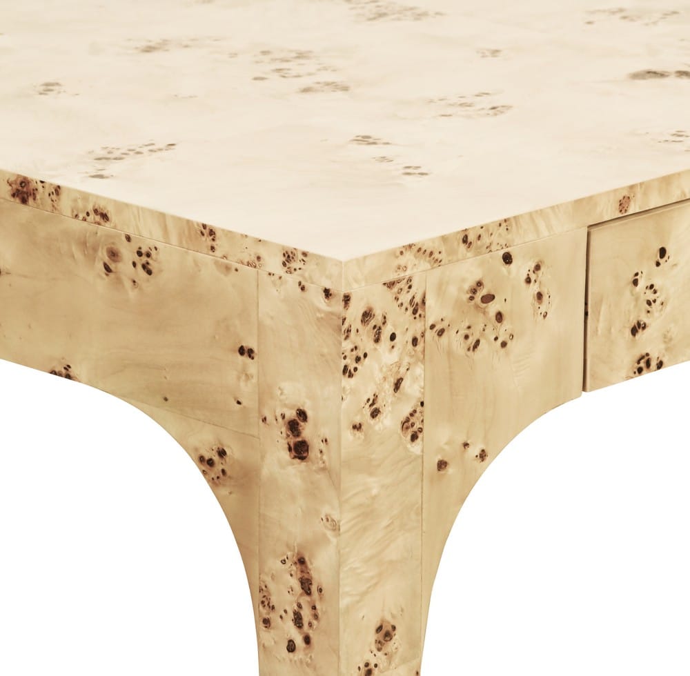 Worlds Away - Square Two Drawer Pagoda Style Game Table In Burl Wood - KERRY BW view 4