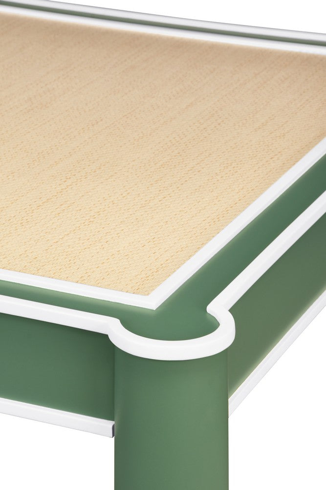 Worlds Away - Square Two Drawer Round Leg Game Table In Matte Green Lacquer With Matte White Lacquer Edging - JACKIE GR view 5